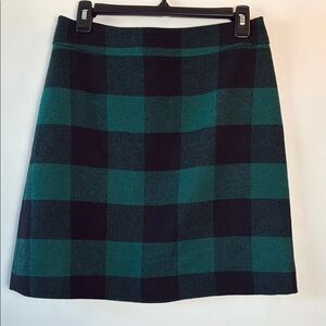 J. Crew Green and Black Plaid Gingham A-Line Skirt